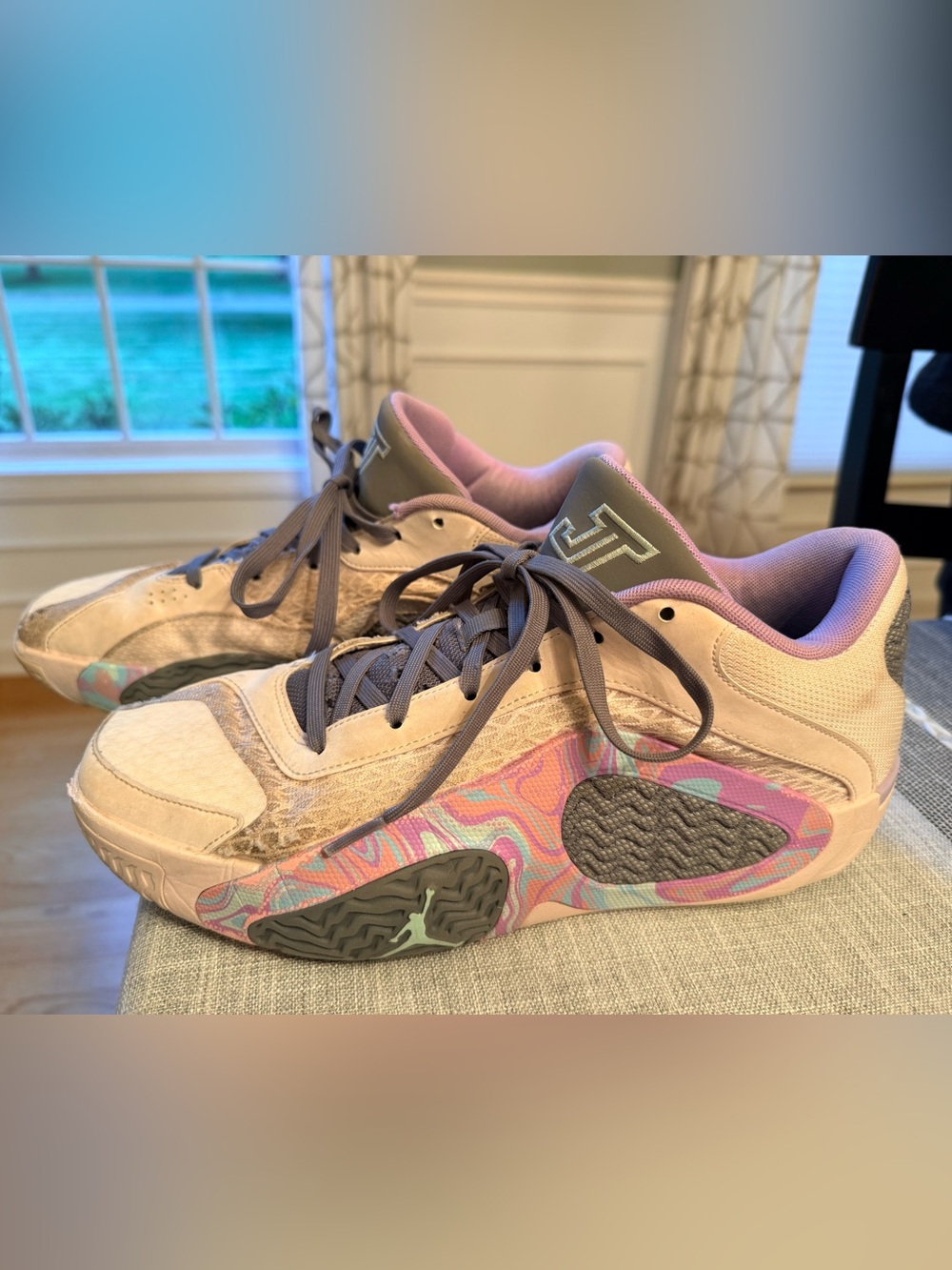 Jordan Men's Low-Top Athletic Sneakers - Pink, Gray, Multicolor